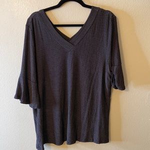 Cómo Blu Black & White Quarter Sleeve Blouse XL